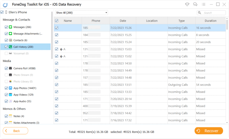 Preview the Deleted Call History