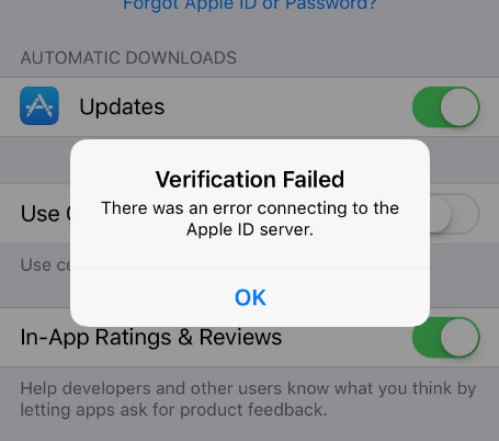 Error Connecting To The Apple Id Server