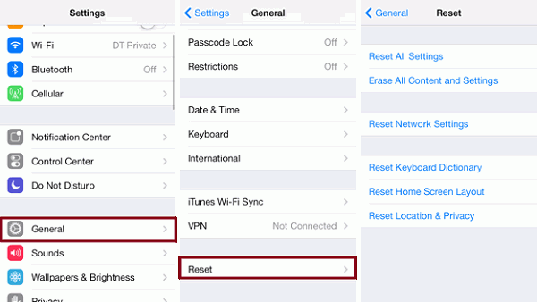 Reset iPhone without iTunes via Settings