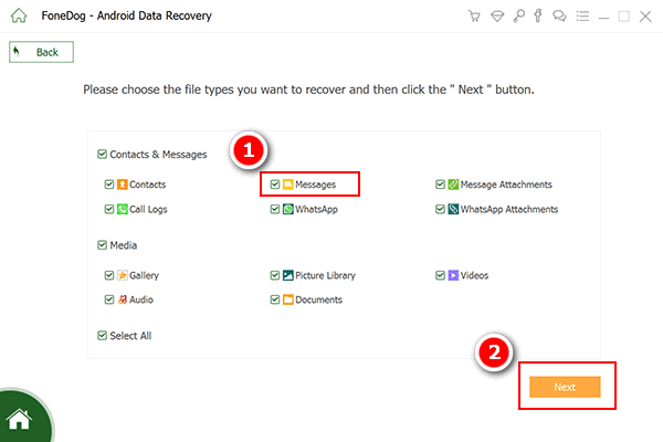 Choose Message File to Recover from Phone