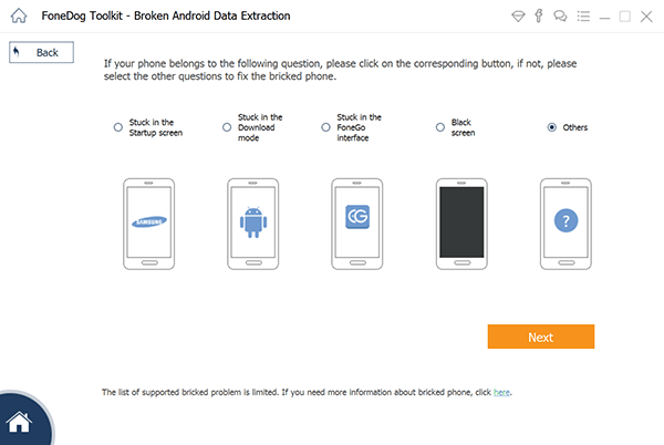 Recupere dados do S8 com tela quebrada usando FoneDog: detecte dispositivo Samsung