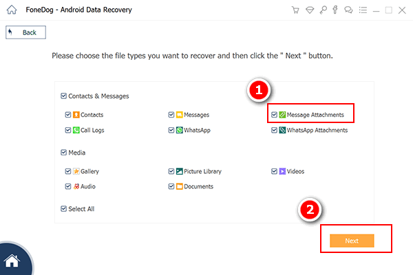 Choose Messages Attachment to Backup Messages from Android to PC