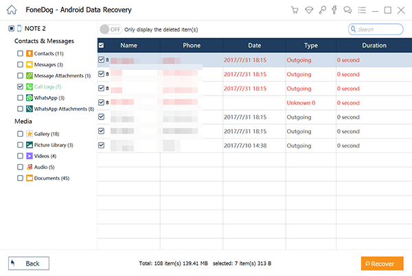 Select Call History to Recover