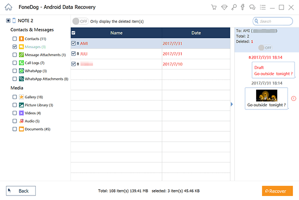 Recover Deleted Messages from Android to Computer