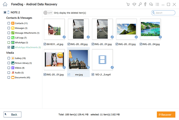 Återställ galleribilder som inte visas i WhatsApp: FoneDog Android Data Recovery