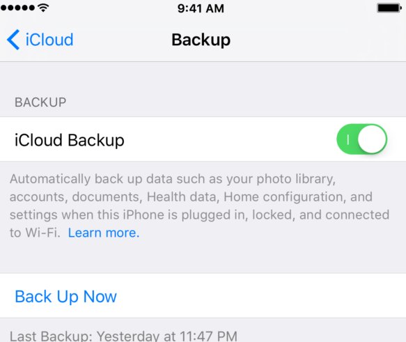 Create iCloud Backup