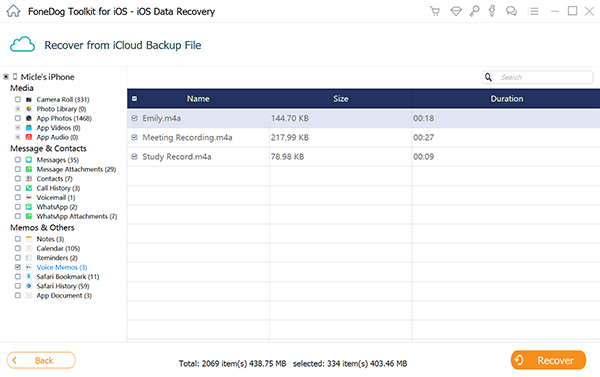 Recover Lost Voice Memos from iCloud Backup