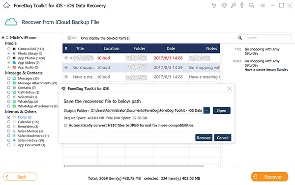 Recover iCloud Notes to PC