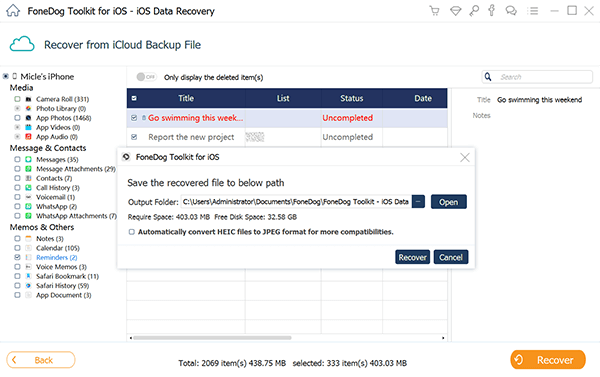 Perform Recovery of Deleted Reminders