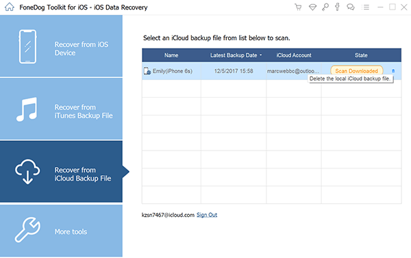 Select Icloud Backup