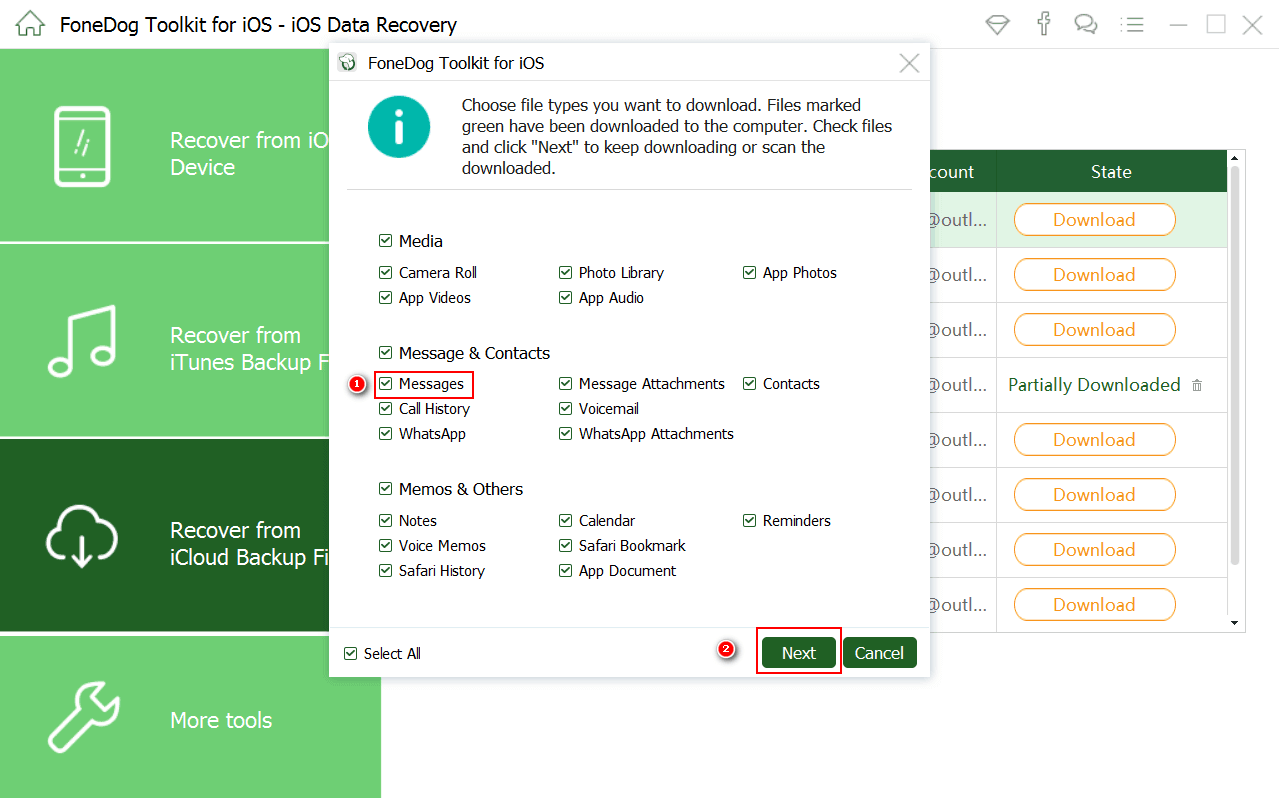 選擇-icloud的的消息