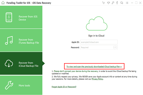 Visualizza il backup Icloud precedente