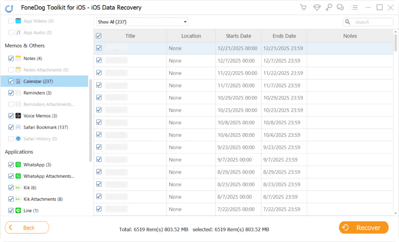 Preview and Recover Deleted Calendar on iPhone