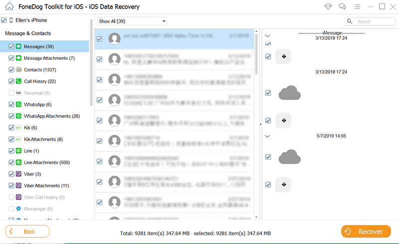 Preview Text Messages to Recover