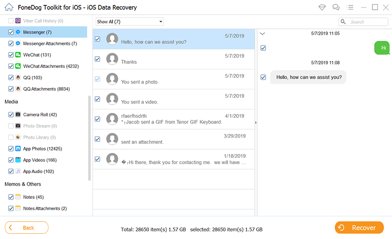 Use FoneDog iOS Data Recovery to See Deleted Messages on Messenger