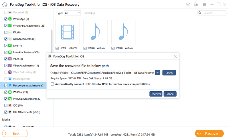 Recover Chosen Messages from Facebook