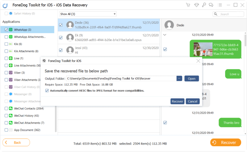 Recover WhatsApp from iPhone