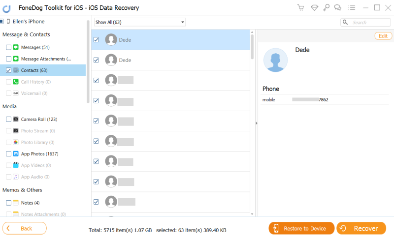 Select File and Recover Deleted Messages on iPhone