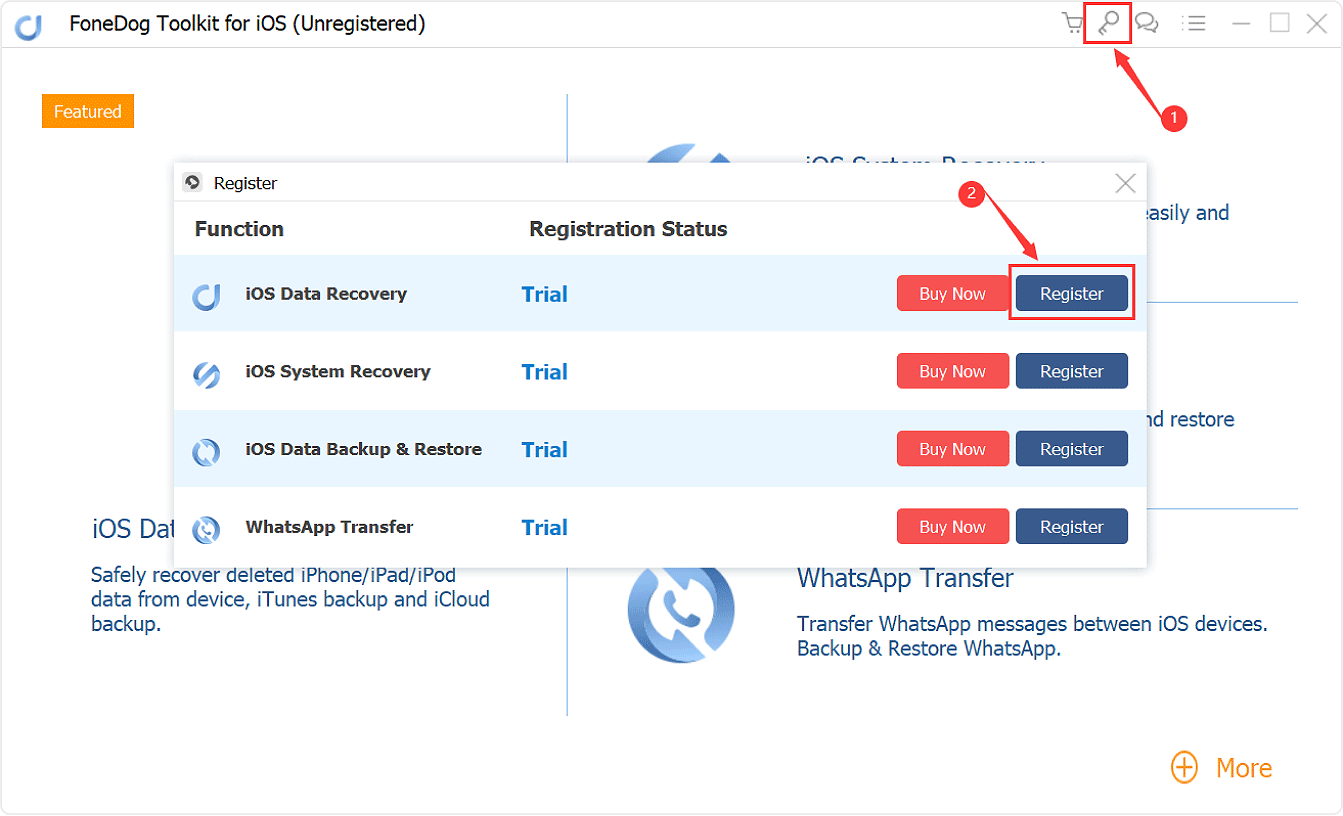 Registrierung der Software