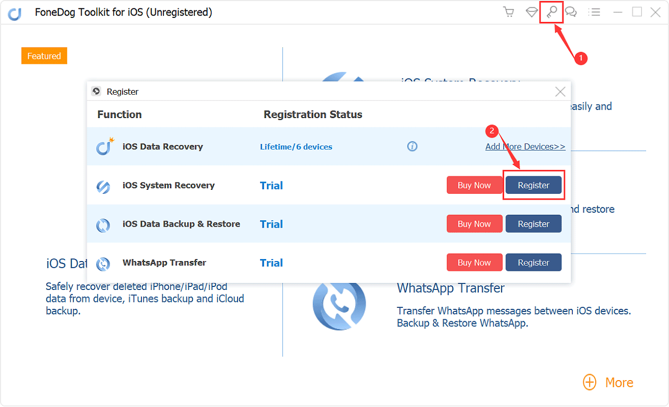 Registrierung der Software