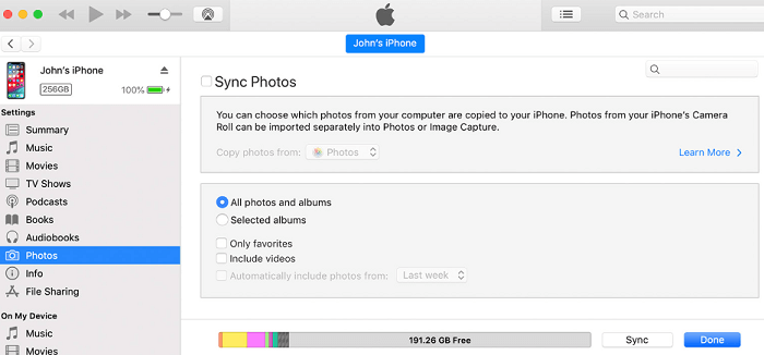 Access iPhone Device Photos on PC through iTunes