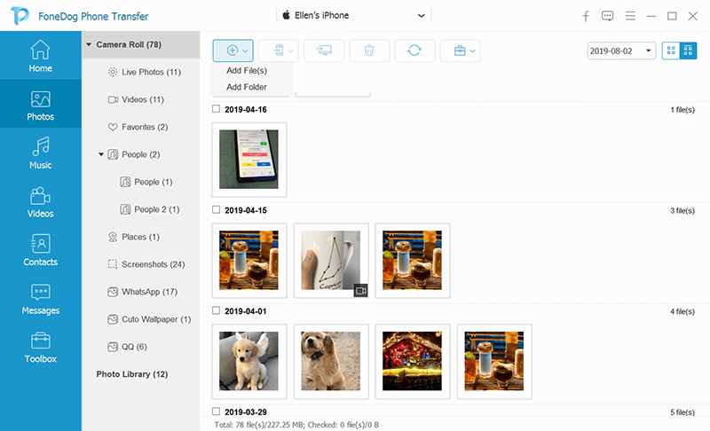 Select on Photos to Transfer