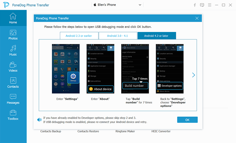 Enable USB Debugging