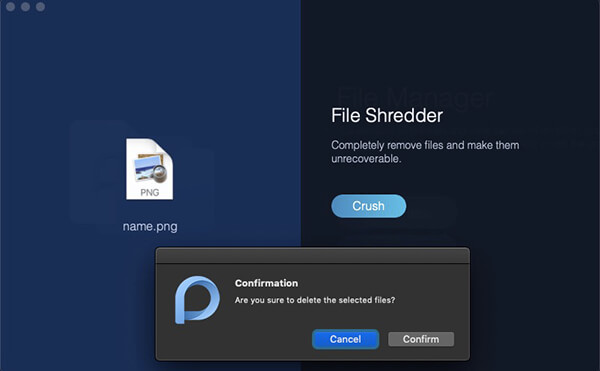 file manager shred delete alert