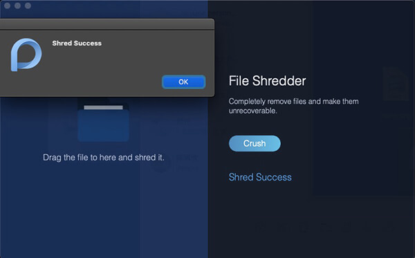 file manager shred success alert