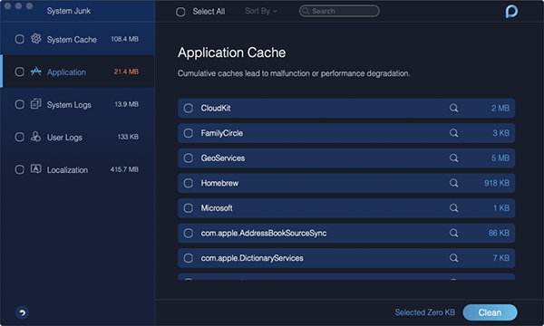 cache d'application système indésirable