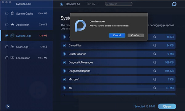 system junk system log delete