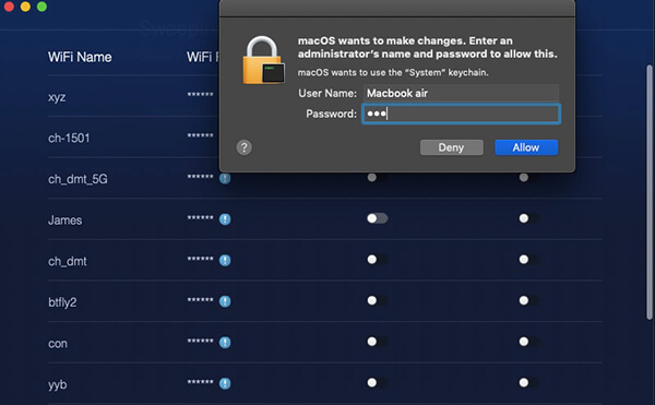 wifi network sweep enter passcode