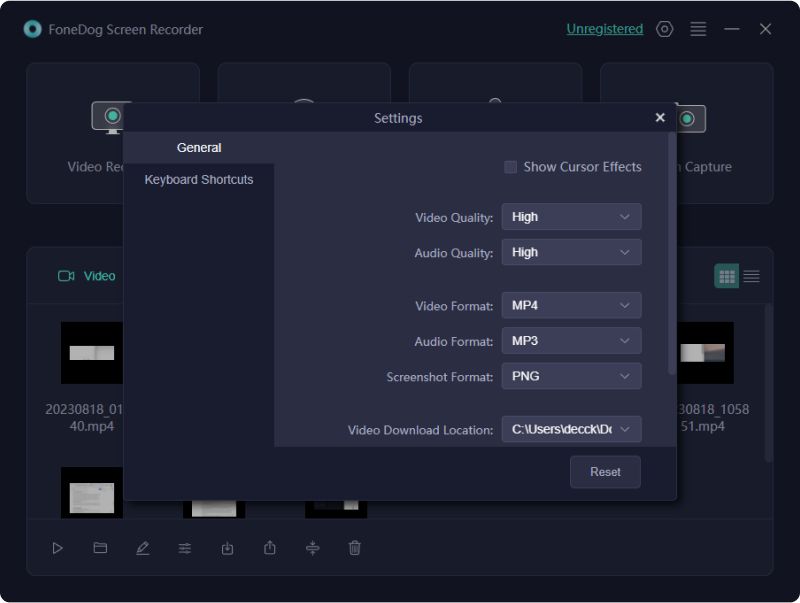 Good Gaming Recording Software - FoneDog Screen Recorder: Adjust Settings