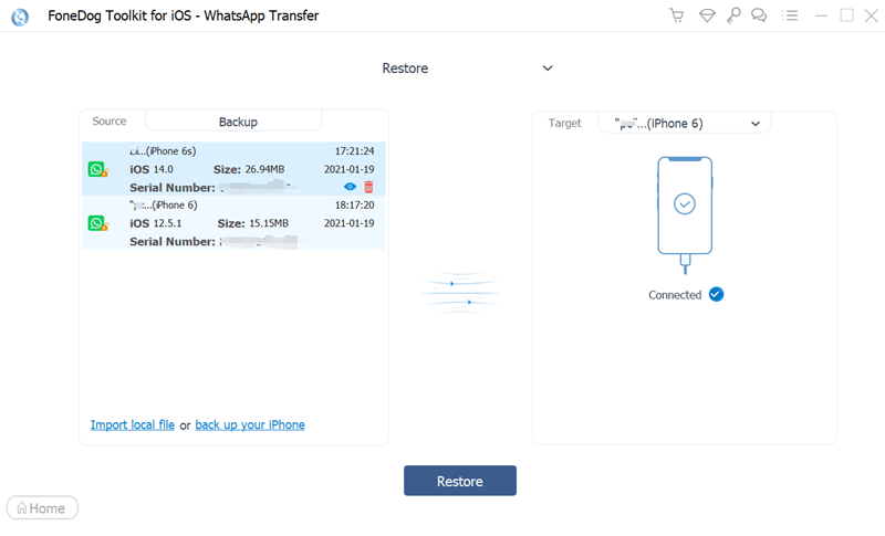 Escolha o arquivo de backup