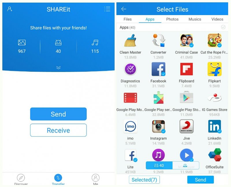 ShareIt을 사용하여 Android에서 전송된 iPhone 사진 미리보기