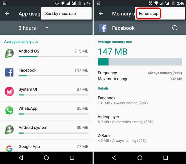 Android Amemory Details