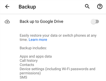 Back Up Contacts on Android by Activating Google Backup