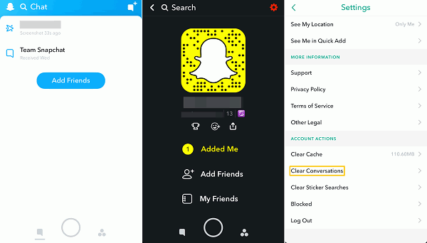 Snapchat 대화 삭제