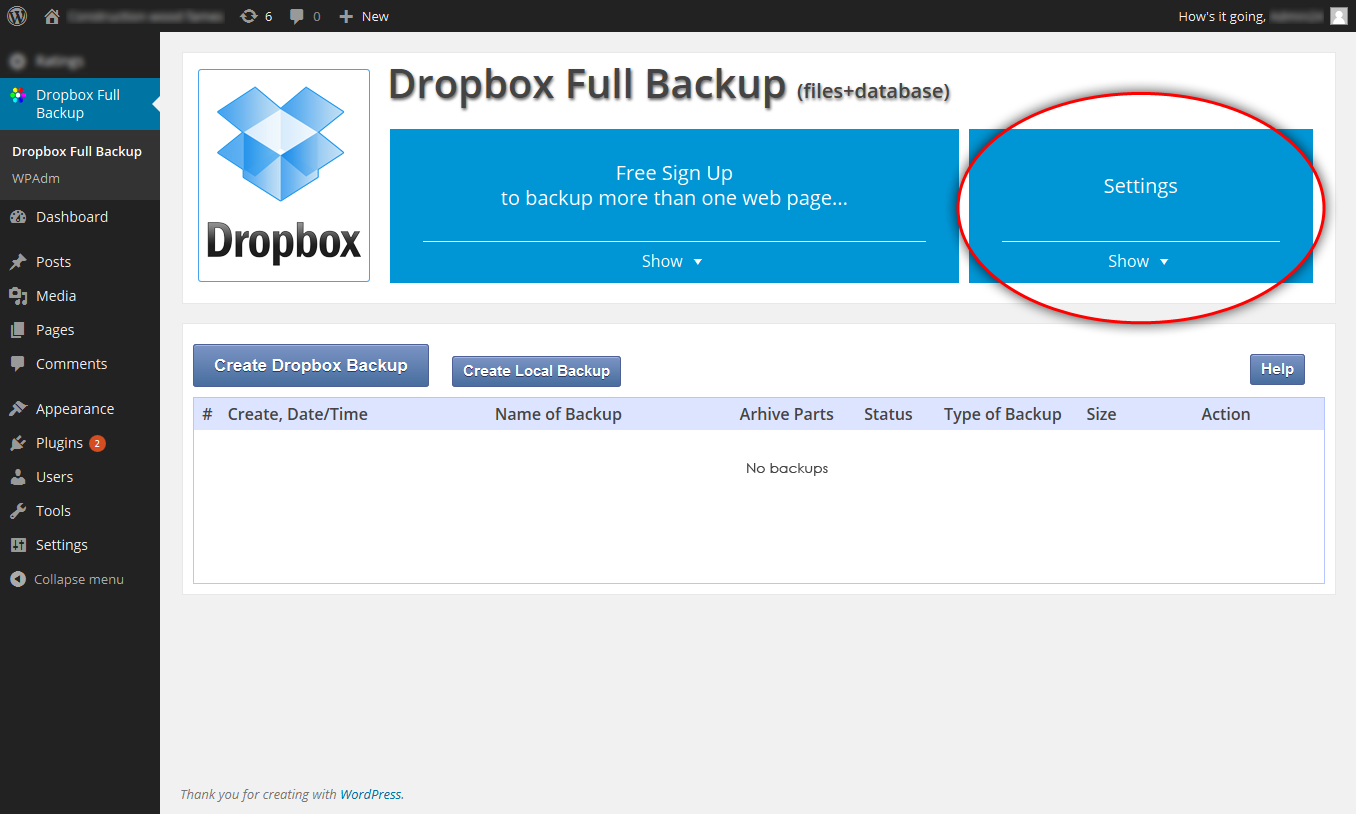 Dropbox para backup