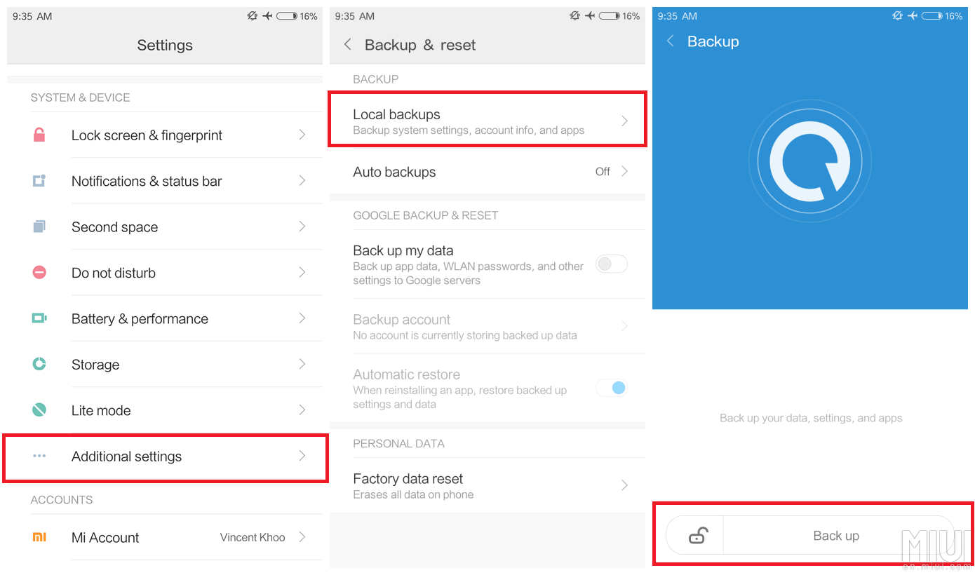 Mensagens de texto de backup no Xiaomi