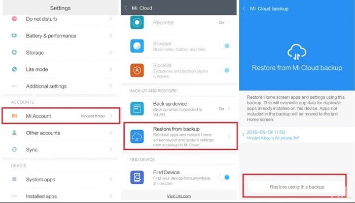 Restore Deleted Text Messages Through Mi Cloud Backup