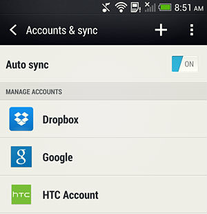Synkronisera HTC-konto