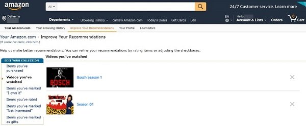 Delete Amazon Watch History