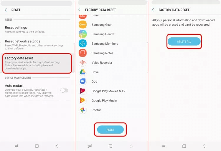 Redefina seu dispositivo Android para resolver que o Verizon Message Plus continua parando