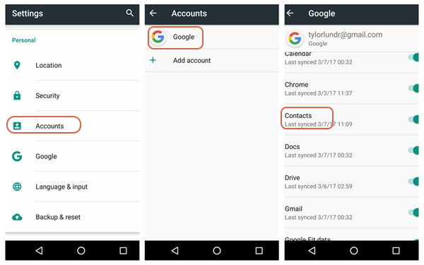 Backup Restore Contacts From Google Account