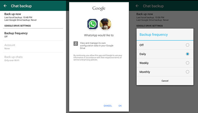 Fazer backup de mensagens do WhatsApp do Google Drive