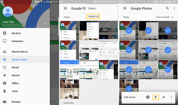 how to download all google photos on