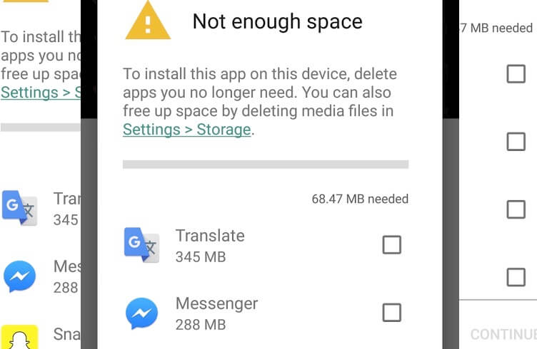 Fix Google Play Error 927 Enough Space