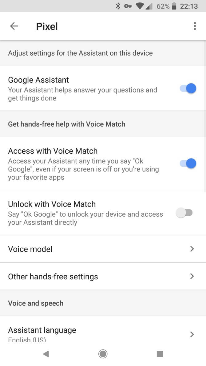 Corrigir o modelo de voz do Google OK
