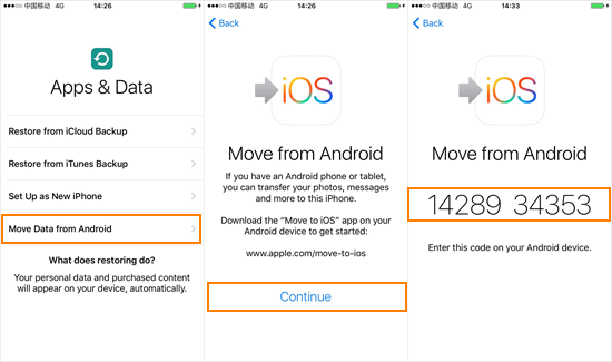 Transfer Data from Android to iPhone Using Move to iOS